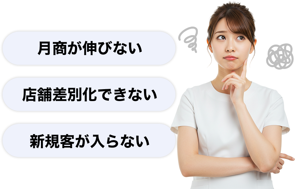月商が伸びない/店舗差別化できない/新規客が入らない